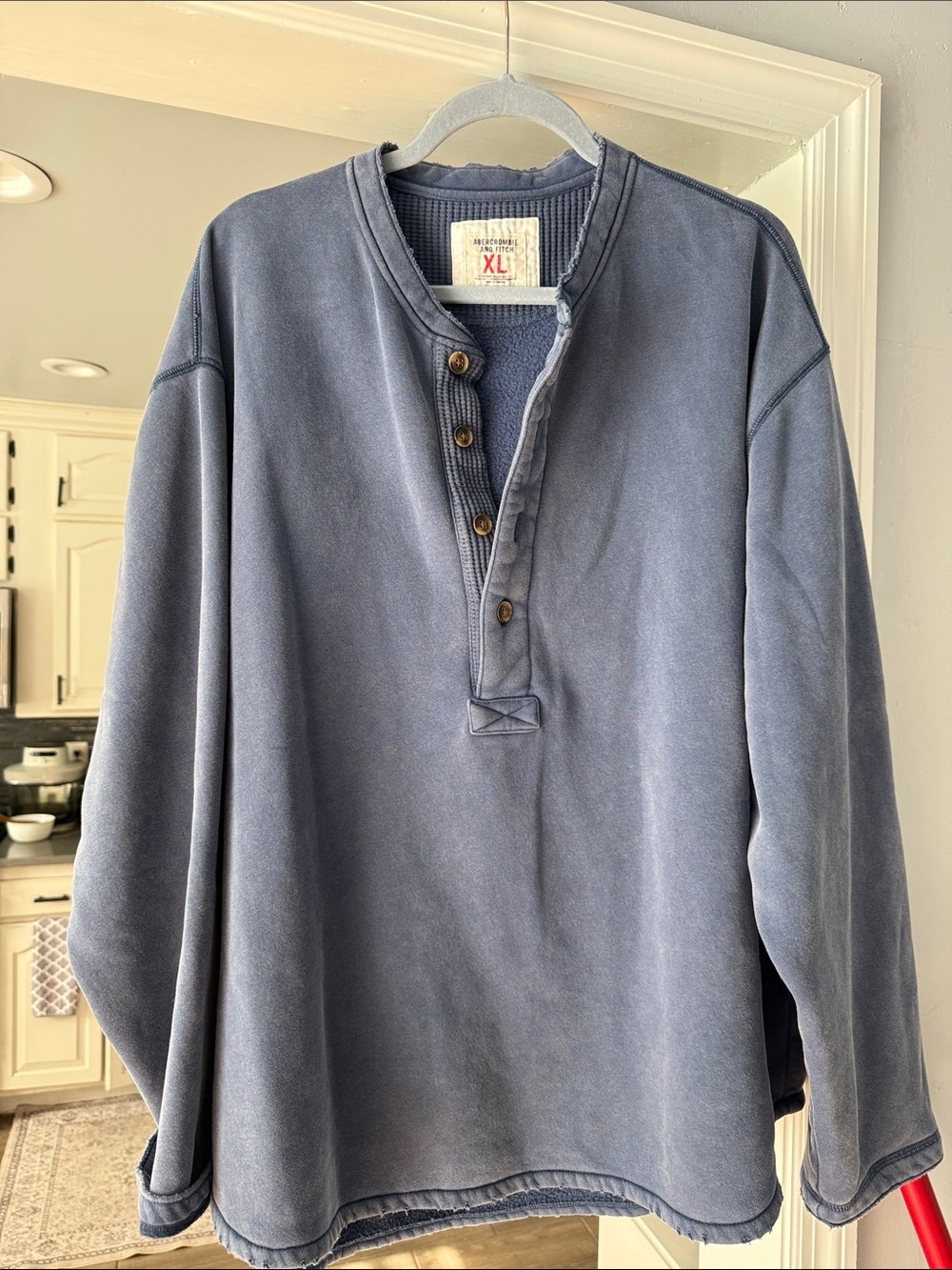 Abercrombie & Fitch Faded Blue Henley Sweatshirt